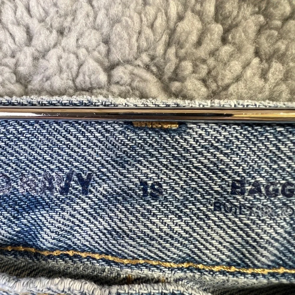 Old Navy Jeans Boys 18 Blue Denim Baggy Light Wash Wide Leg Adjustable Waistband
